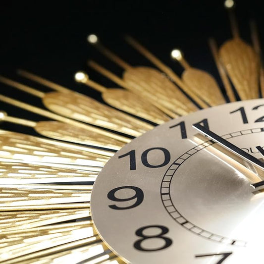 27" Gold Mid Century Modern Wall Clock,Battery Operated Decorative Decorative - Image 2