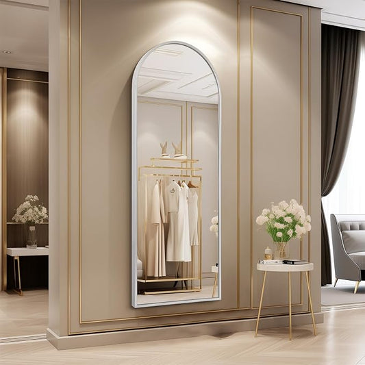 48x16 inches Arch Bathroom Full Length Mirror, Metal Aluminum Frame Modern - Image 2