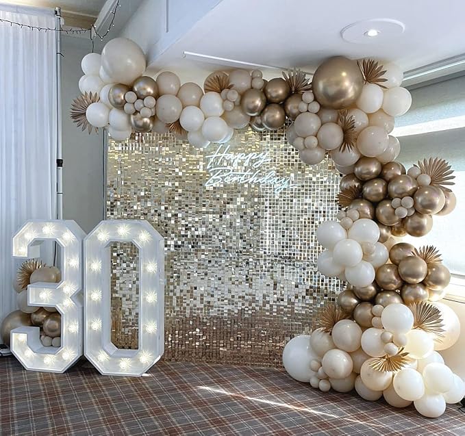 COKAOBE Light Gold Shimmer Wall Backdrop 24PCS Gold Sequins Backdrop Decoration - Image 7