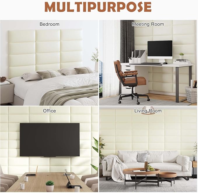IFNOW Wall Mounted Upholstered Headboard Full, 3D Peel and Stick Soundproof - Image 7