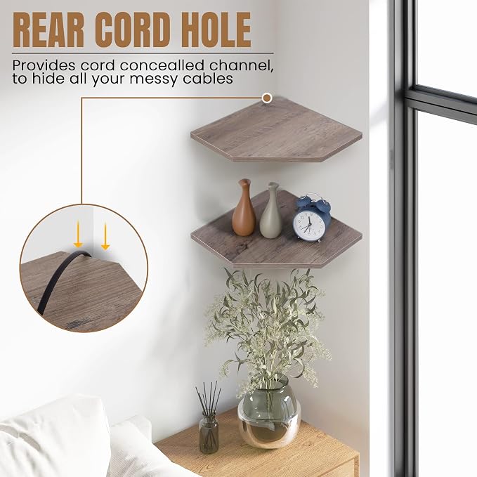 Fun Memories Corner Shelf Wall Mount, Floating Corner Shelves, Rustic Wood Wall - Image 7