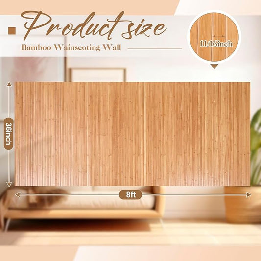Juexica 2 Pcs Natural Bamboo Wall Panel 36 x 96 Inch Bamboo Covering Renewable - Image 2