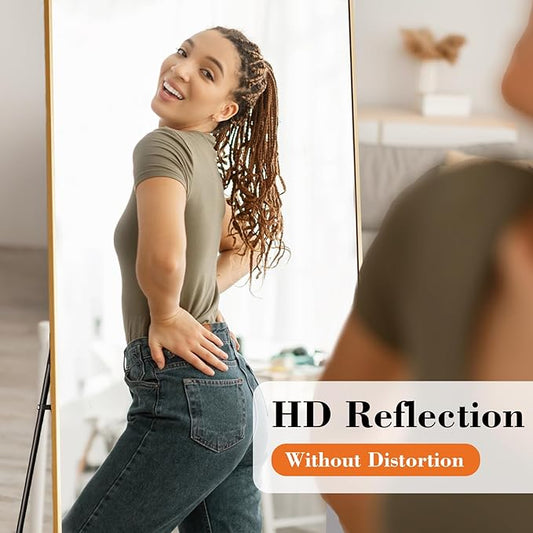 DUMOS Full Length Mirror for Bedroom, Hanging or Leaning for Wall, Aluminum - Image 2