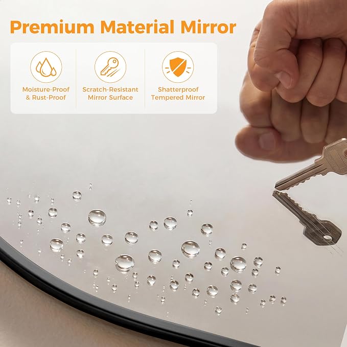 OLIXIS 20x30 Inch Arched Black Bathroom Mirror - Image 7