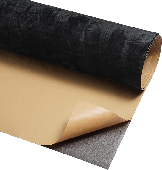 30" x 160" Large Size Self Adhesive Felt Fabric Wallpaper Black Velvet - Image 9