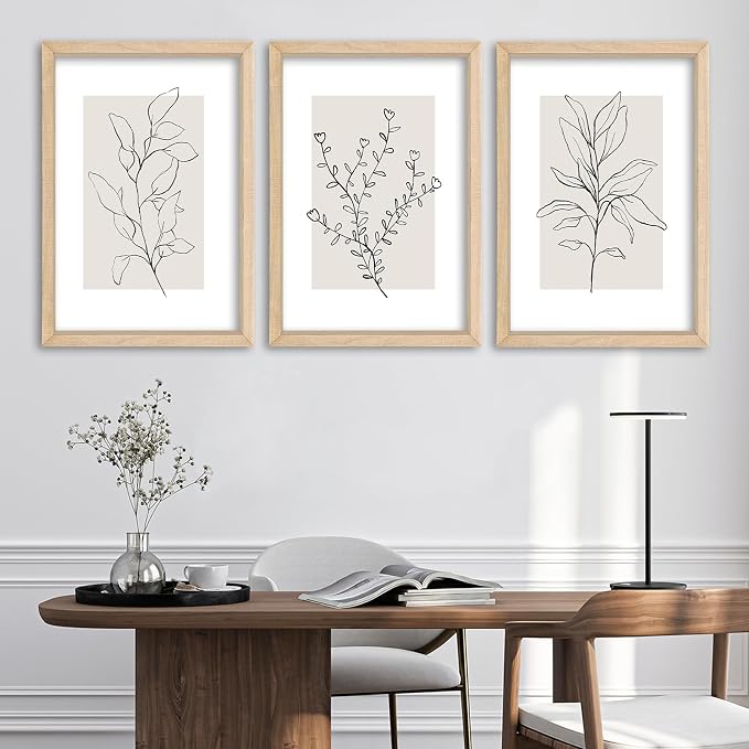 YWJKWLGS Neutral Botanical Prints Framed Wall Art Decor 11x16 Inch Set of 3 - Image 7
