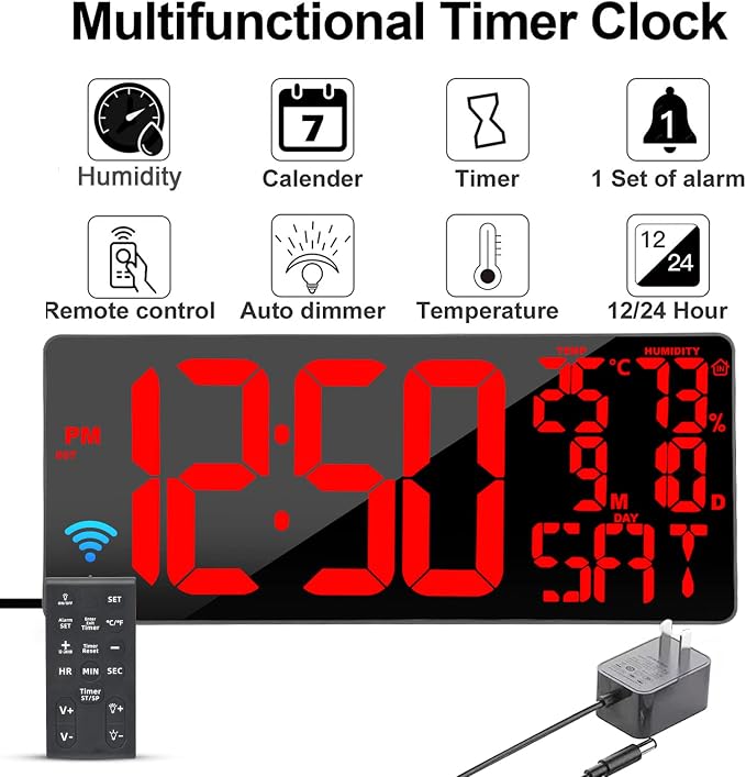 18" Large Digital Wall Clock - Image 7
