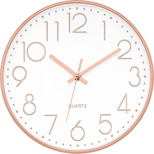 Foxtop Modern Wall Clock 12 Inch Non-Ticking Silent Battery Operated Round - Image 2