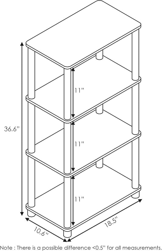 Furinno Turn-N-Tube No Tool 4-Tier Storage Shelf, French Oak Grey/Black - Image 2
