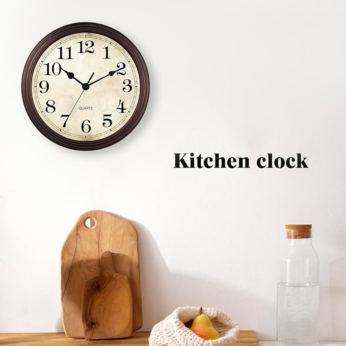 Wall Clock, Bronze Silent Non Ticking Classic Battery Operated Clocks, - Image 6