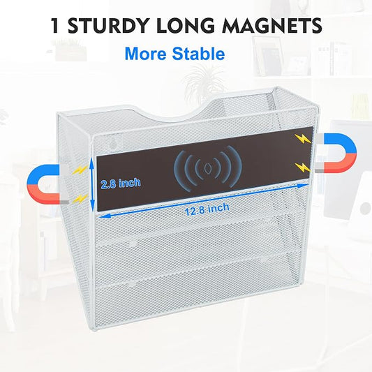 EASEPRES Magnetic 3 Pocket Mesh Hanging Wall File Organizer, Wall Mounted Mail - Image 2