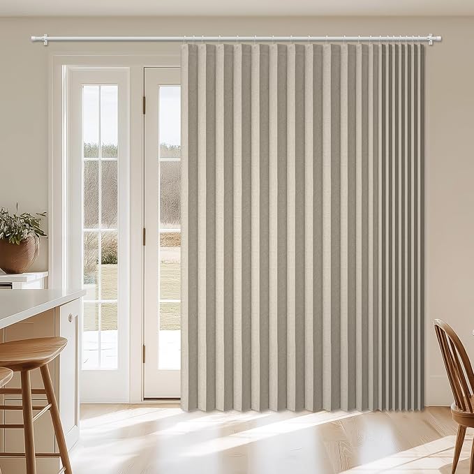 AJAZZ Blackout Accordion Door Curtain 98"x84" Cream White - Image 9