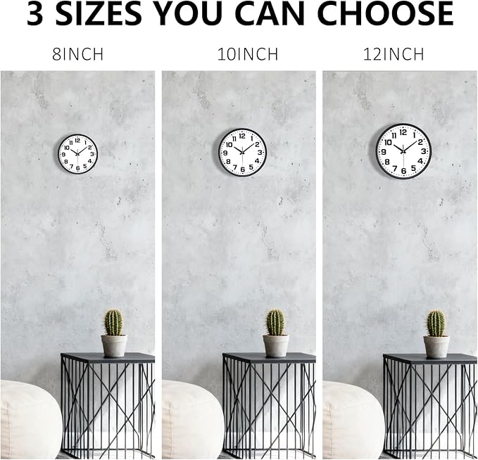 Modern Silent Wall Clock, 10inch Non-Ticking Analog Battery Operated Clock - Image 9