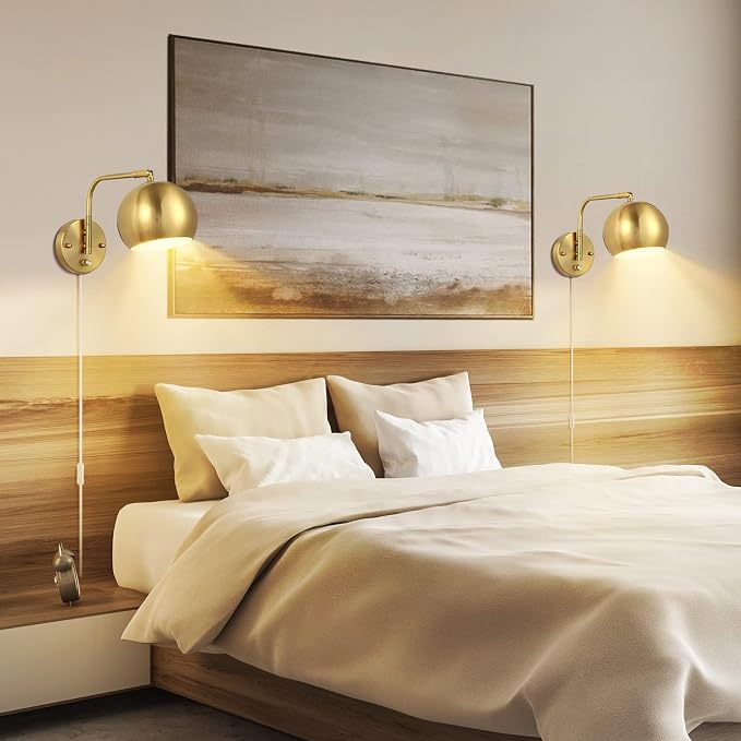 VATONI Wall Sconces Plug in, Dimmable Wall Sconce Swing Arm Wall Lights - Image 7