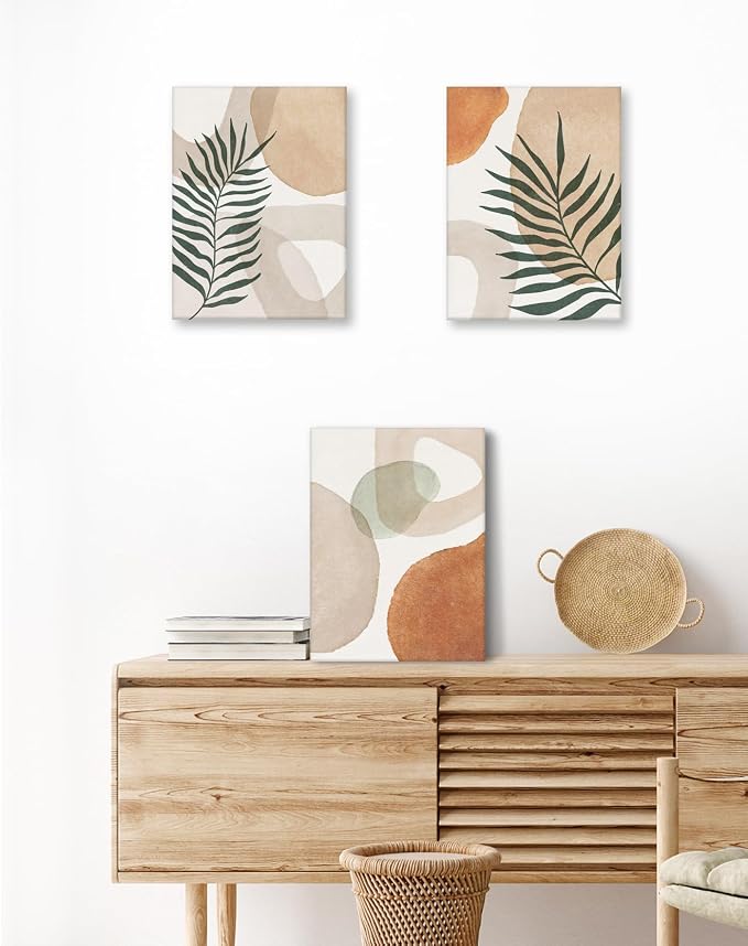 HesenDot Abstract Botanical Wall Art Set of 3, 30x40CM Neutral Plant Framed - Image 7