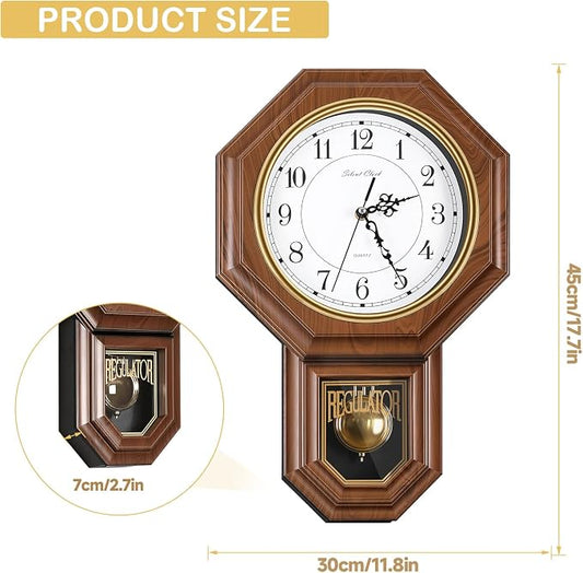 Pendulum Wall Clock Battery Operated, Imitation Wood Plastic Regulator Clock - Image 2