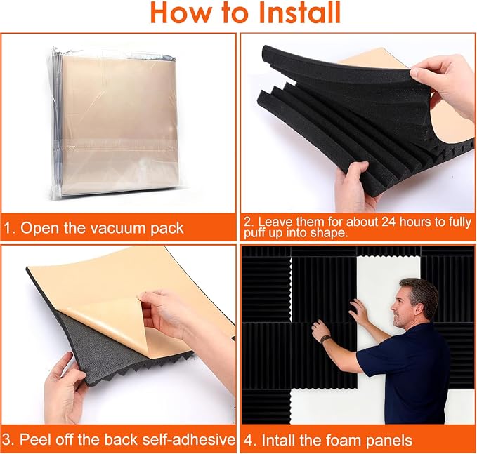 FONESO Acoustic Panels, High Density Soundproof Foam Panels, Fire Resistant - Image 8
