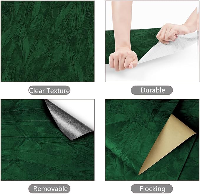 YENHOME Emerald Green Wallpaper Stick and Peel 17.7"X200" Green Peel and Stick - Image 7