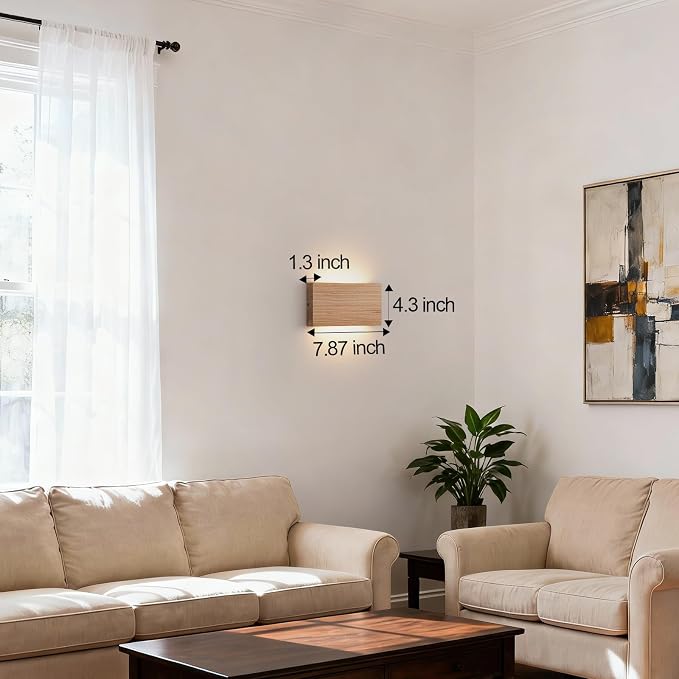 Wood Wall Sconce Indoor Wall Lights Hardwired 1 Pack Up and Down Wall Mount - Image 9