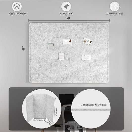 Large Felt Bulletin Board for Wall, Soft Felt Cork Board for Office, Home - Image 2