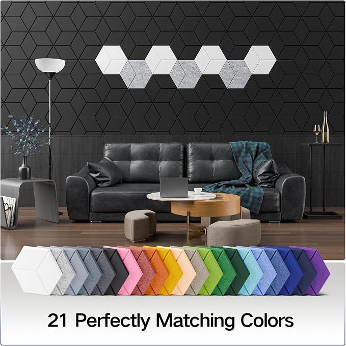 16 Pack Self-adhesive Acoustic Panels 12" X 10" X 0.4" - Image 6