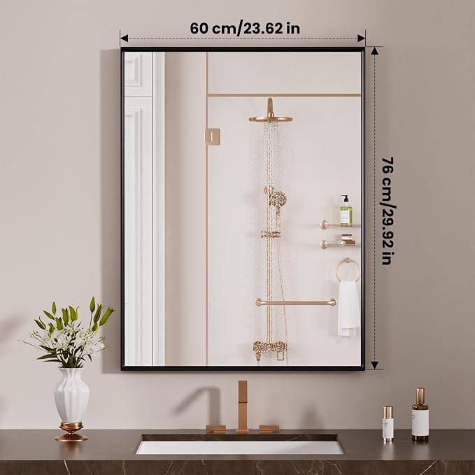 LOAAO Black Bathroom Mirror 24"X30" - Image 8