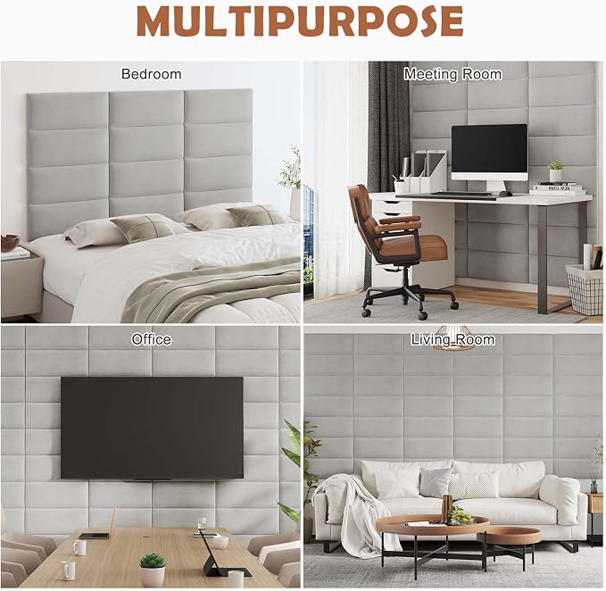 IFNOW Wall Mounted Upholstered Headboard Full, 3D Peel and Stick Soundproof - Image 7