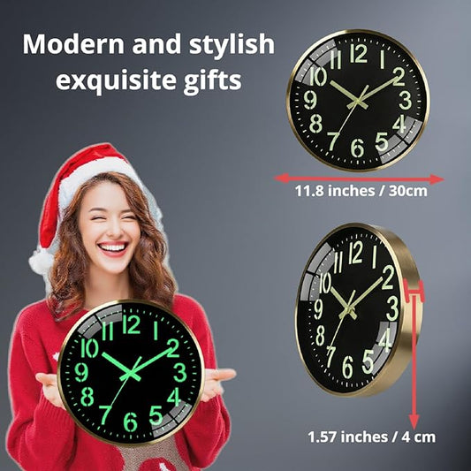 Luminous wall Clock Modern Silent Wall Clock, Non-Ticking Battery Operated Wall - Image 2