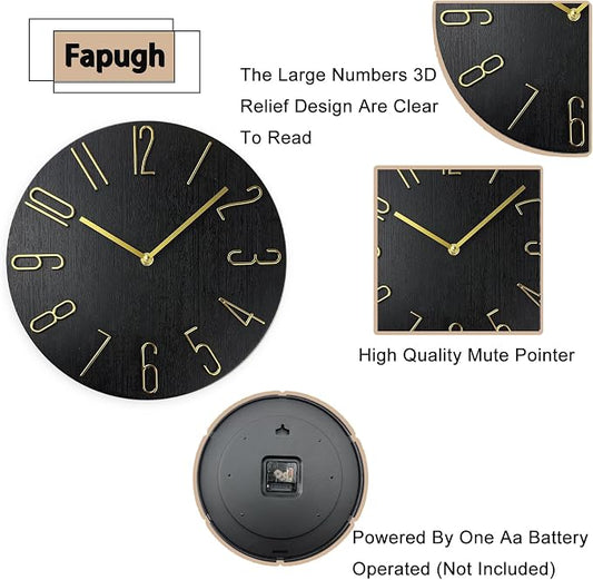 Wall Clock, Silent Clock, Wall Clocks Battery Operated, 12 inch Modern Wall - Image 2