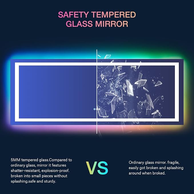 LOAAO 84"X40" LED Bathroom Mirror - Image 8