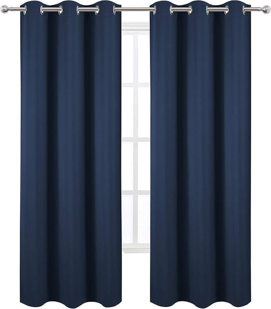 LEMOMO Blackout Curtains 42 x 84 inch/Navy Curtains Set of 2 Panels/Thermal - Image 2