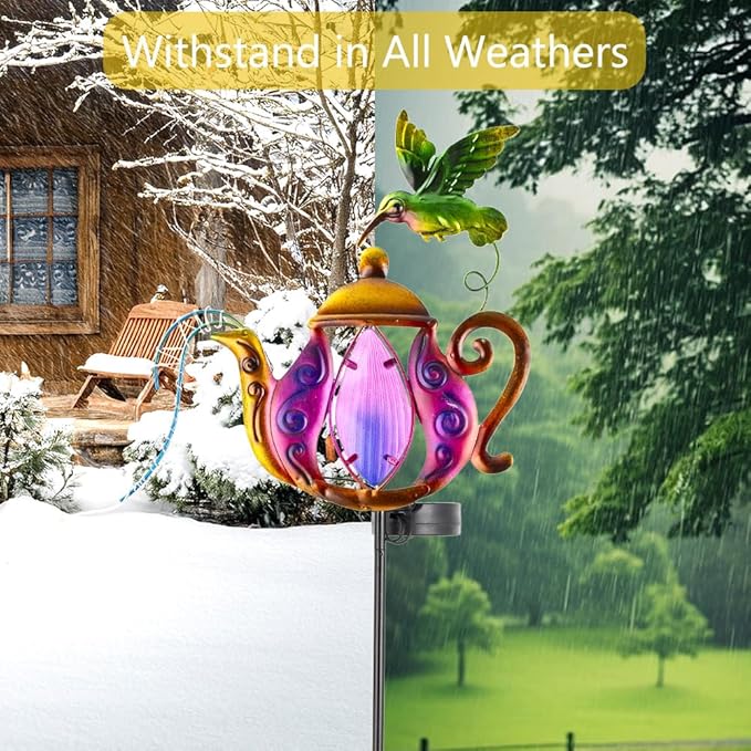 2 Pack Garden Lights, Solar Outdoor Lights with Metal Stake, Waterproof Landscape Lighting Solar Powered Yard Art for Pathway, Lawn, Porch - Purple