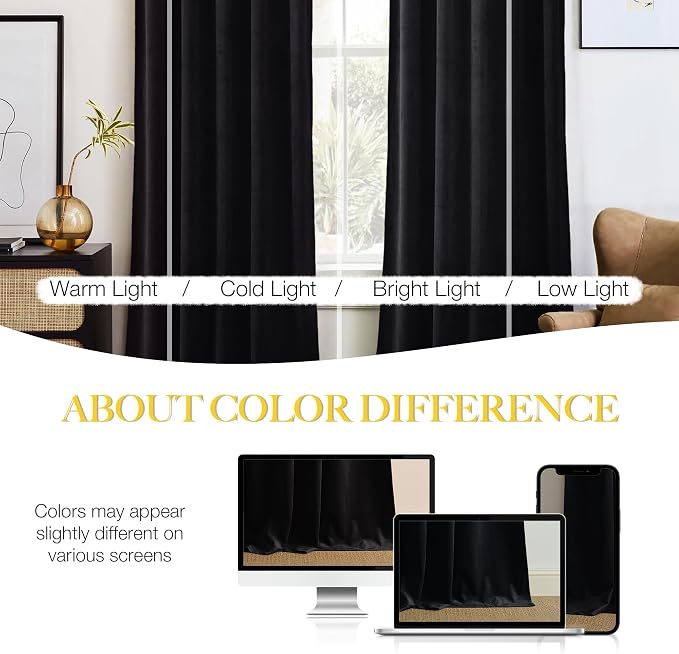 NICETOWN Black 192 inch Long Velvet Curtains - Image 9