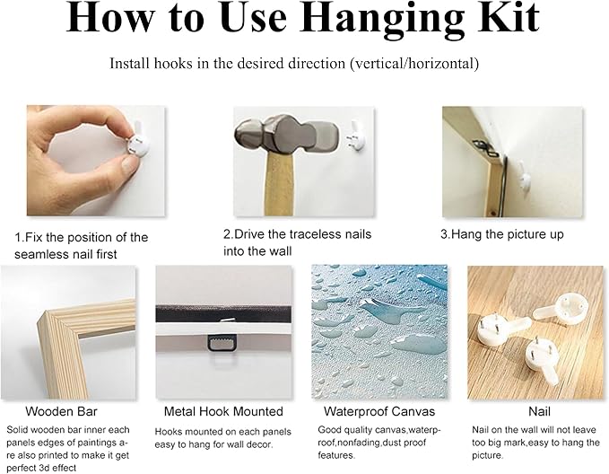 Anolyfi Coastal Landscape Wall Art Nature Flower Mountain Canvas Painting Blue - Image 7