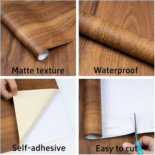 Decoroom Wood Grain Contact Paper Peel and Stick, Thicken Vintage Wood Contact - Image 2