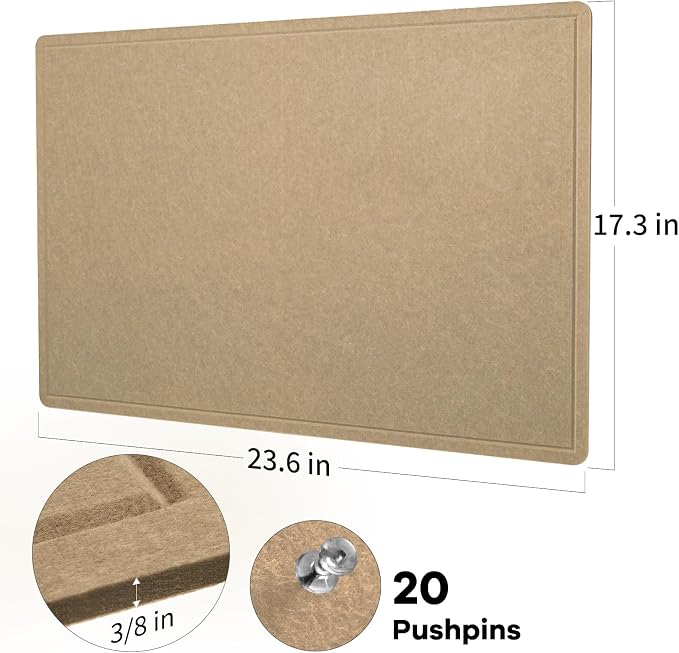 Bulletin Board, 24 x 18 inches Decorative Felt Pin Board, Cork Board Alternative - Image 7
