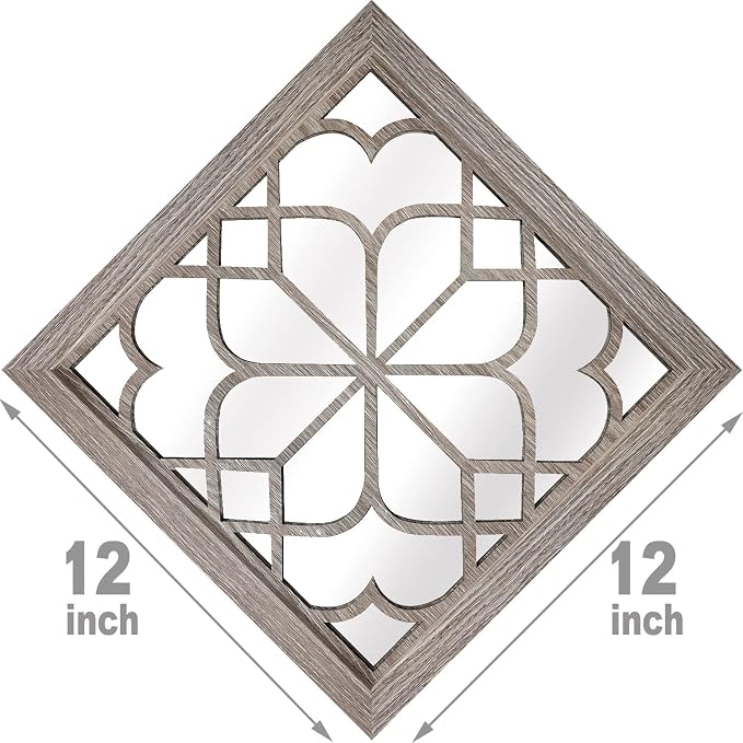 Wocred Set of 2 Farmhouse Square True Mirrors, Vintage Style Barn Wood Wall - Image 7