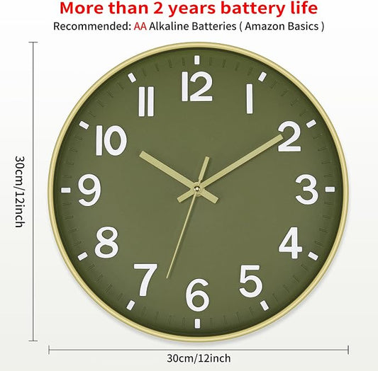 Foxtop Modern Wall Clock Silent Non-Ticking Battery Operated Round Quartz 12 - Image 2