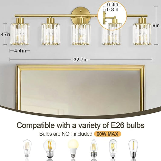 Crystal Bathroom Light Fixtures, Bathroom Lighting Fixtures Over Mirror - Image 2