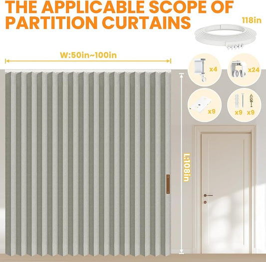 Room Divider Curtain Sets with Flexible Ceiling Track, Privacy Soundproof - Image 2