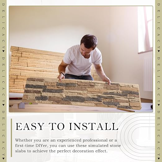 2 Pack Faux Stone Panels Interior 45.6''l x 11.8''h x 0.98''d Faux Siding - Image 7