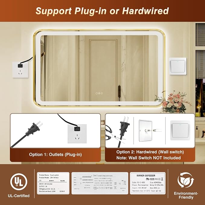 32x55 Inch LED Bathroom Mirror - Image 9