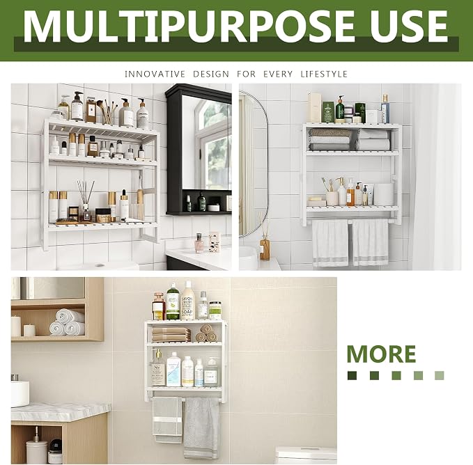 Galood Over The Toilet Storage Bathroom Shelves Wall Mounted 3 Tier Space Saver - Image 6