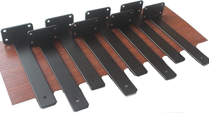8 Pack - 11 inch Black Hidden L Shelf Bracket Iron Floating Shelf Brackets - Image 8
