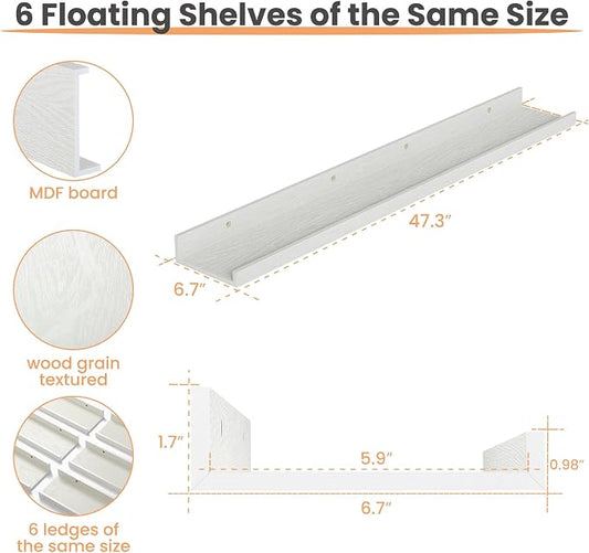 upsimples Floating Shelves for Wall, 47.3 Inch Shelves for Decor Storage Set of - Image 2