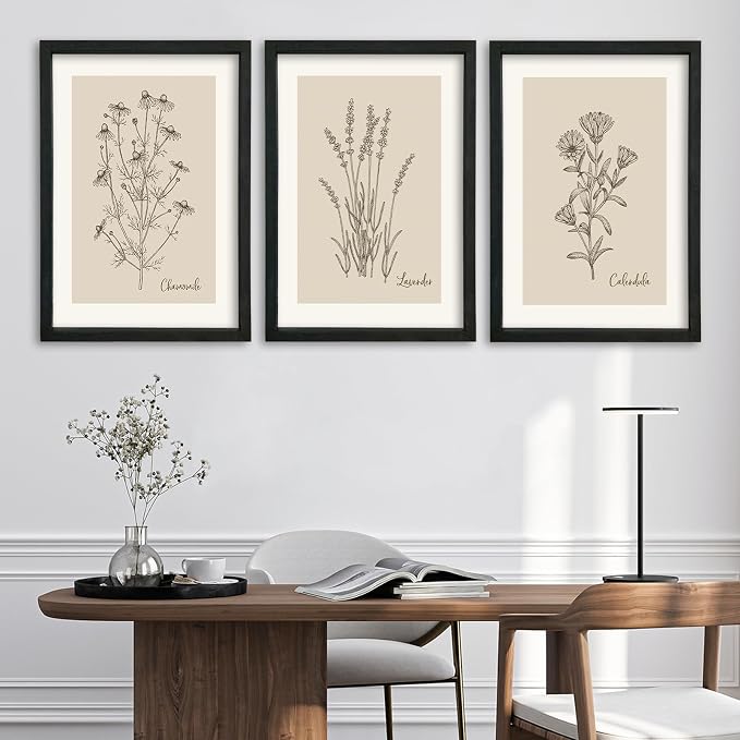 YWJKWLGS Vintage Botanical Wall Art 11x16 Inch Set Of 3 Wooded Framed - Image 7