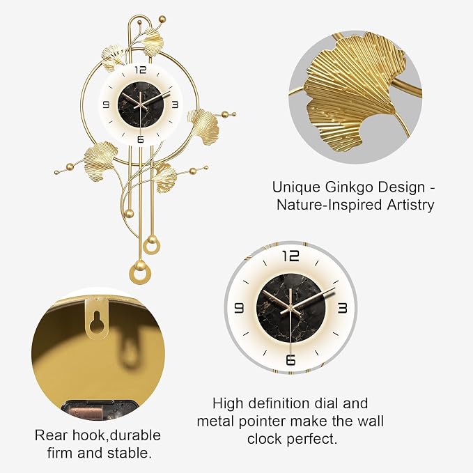 Wall Clock, Large Gold Wall Clock - Image 6