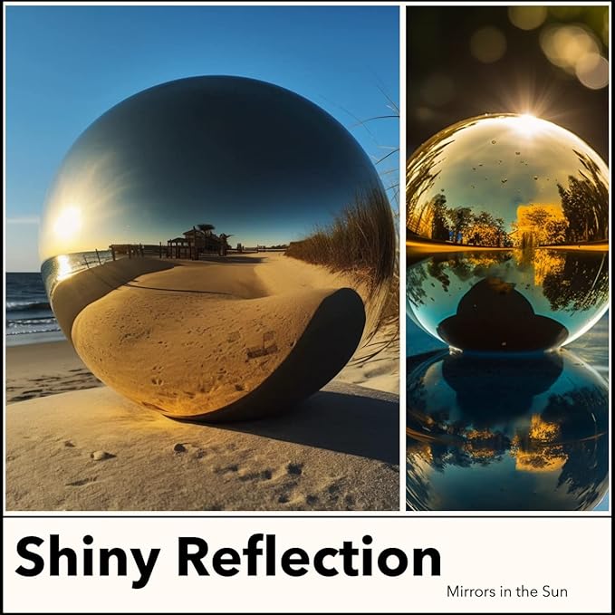 12 Inch Stainless Steel Gazing Globe,v2croft Hollow Ball Mirrored Surface Polished Shiny Sphere,Garden Stainless Steel Gazing Ball for Outdoor Lawn Pond Yard Ornament(Gold)