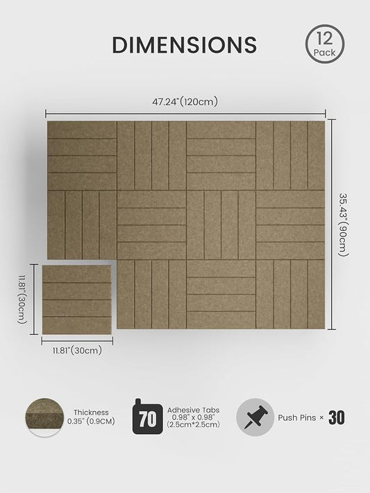 Bumusty Large Cork Board Alternative-48 x 36" Felt Bulletin Board Tiles - Image 2