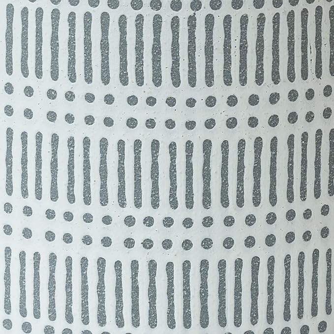 LA JOLIE MUSE Ceramic Plant Pot with Wood Stand - 9.4 Inch Modern Round Decorative Flower Pot Indoor with Wood Planter Holder, Slate Blue and White